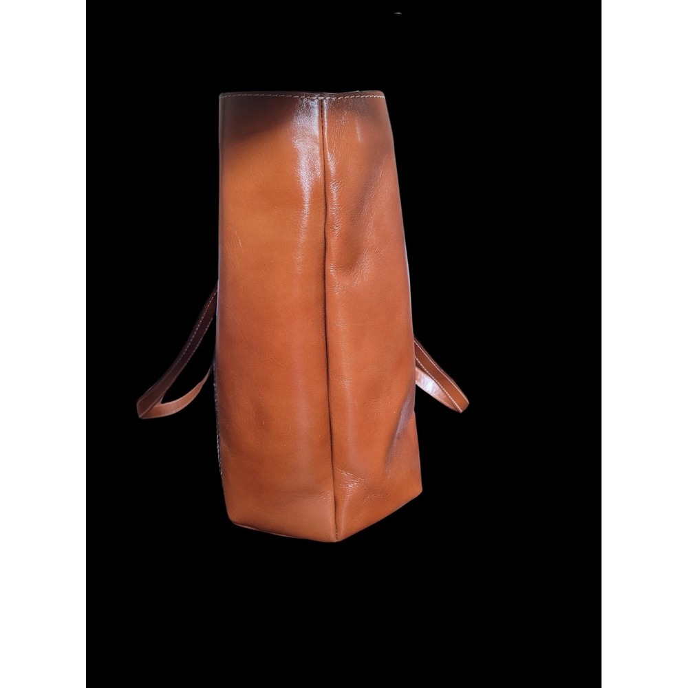 Patricia Nash Benvenuto Heritage Tote Tan Leather Shoulder Bag Turn Lock Closure - Picture 4 of 9